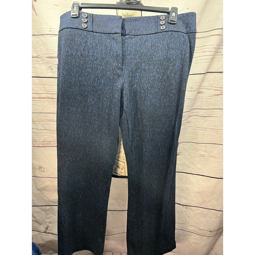 Anne Klein Navy Black Textured‎ Straight Leg Dress Pants Womens 16 Officecore